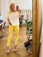 Yellow floral print skinny jeans Retail price €475 Size 38