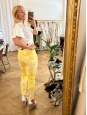 Yellow floral print skinny jeans Retail price €475 Size 38