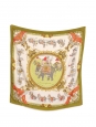 Foulard carré en twill de soie CAPARAÇONS ivoire et vert pistache Prix boutique 410€ Taille 90 x 90