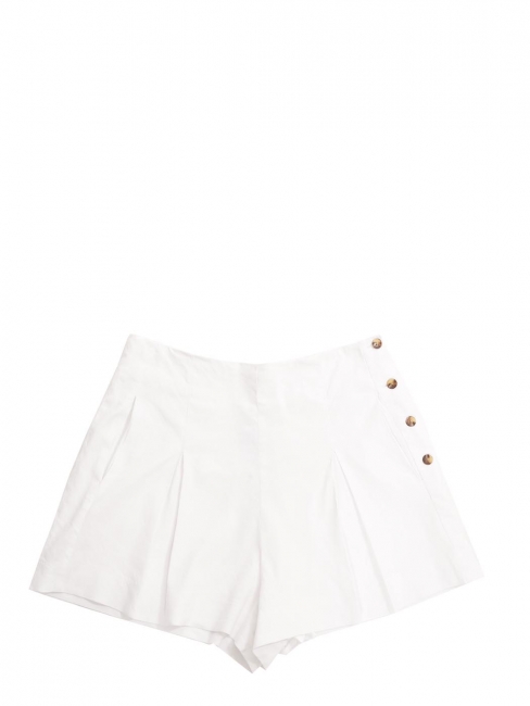 High waist pleated linen white shorts Retail Price 240€ Size 40