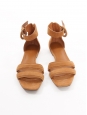Tan brown suede leather flat sandals with ankle strap Retail price €265 Size 35