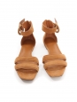 Tan brown suede leather flat sandals with ankle strap Retail price €265 Size 35