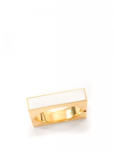 Bracelet manchette carré en laiton doré et émail blanche Prix boutique 320€ Taille S