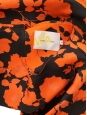 Robe oversized manches courtes en faille noir fleuri orange Taille M à L