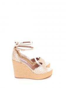 Harp gold flower print perforated leather wedge sandals Retail price $585 Size 38.5