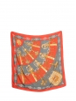 Foulard carré en twill de soie CLIQUETIS rouge doré et gris Prix boutique 410€ Taille 90 x 90