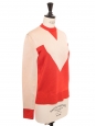 Beige pink and red stretch knit graphic print sweater Retail price price 570€ Size XS