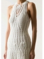 Radiant white crochet lace sleeveless maxi dress Retail price 1700€ Size 36