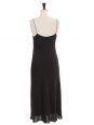Black satin slip midi dress with thin straps Retail price €300 Size 36