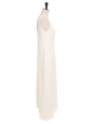 White crepe straight maxi dress with pleated Couture details Retail price 2300€ Size 36