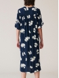SILVERY Eclipse blue and white daisy flower print crepe midi dress Retail price €250 Size 40