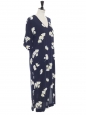 SILVERY Eclipse blue and white daisy flower print crepe midi dress Retail price €250 Size 40