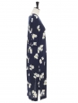 Robe Silvery longue en crêpe bleu foncé fleuri marguerite blanc Prix boutique 250€ Taille 40
