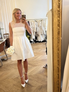 White/ecru pleated dress Retail price €400 Size 34