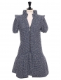 White and blue tweed short sleeves cinched dress Retail Price 6000€ Taille 36