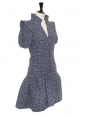 Robe manches courtes cintrée en tweed bleu marine et blanc Prix boutique 6000€ Taille 36