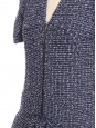 Robe manches courtes cintrée en tweed bleu marine et blanc Prix boutique 6000€ Taille 36