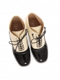 Black and beige patent leather lace-up heel boots Retail price €1200 Size 36.5