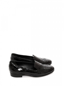 Black patent leather loafers with punching details Retail price €800 Size 36.5