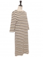 Ecru with navy stripes sailor knitted sweater dress with gold buttons Retail price €900 Size XS