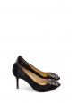 HANGISI pumps in black satin with jewel buckle Retail price €995 Size 36