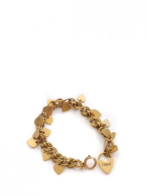 Gold plated brass chain bracelet with heart shaped charms Retail price €450