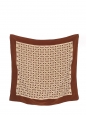 Foulard carré en twill de soie marron et beige imprimé iconique Mors  Prix boutique 410€ Taille 82 x 87