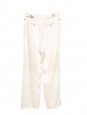 Pantalon fluide en twill de satin blanc crème Prix boutique €1150 Taille 38