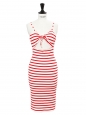 Mid-length white and red striped ribbed jersey heart shape dress Size 36