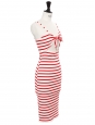 Mid-length white and red striped ribbed jersey heart shape dress Size 36