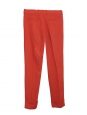 Pantalon slim en crêpe de chine rouge pastel à revers Prix boutique 480€ Taille 36