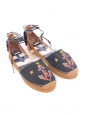 Camel leather and blue denim anchor embellished flat espadrilles with ankle strap Retail price €639 Size 38