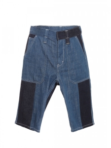 Short bermuda en jean bleu brut et empiècements bleu moyen Px boutique 650€ Taille 36