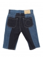 Short bermuda en jean bleu brut et empiècements bleu moyen Px boutique 650€ Taille 36