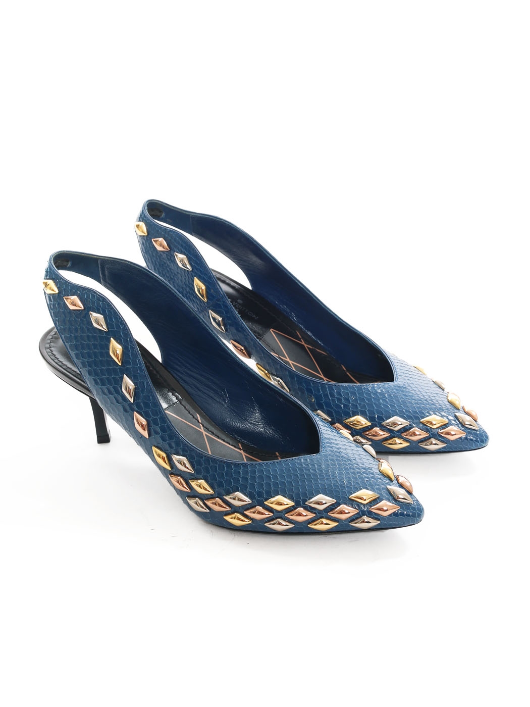 Boutique LOUIS VUITTON GOLD RUSH blue python and gold silver studs