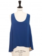 ICONIC Peacock blue silk crepe tank top Retail price €390 Size 38/40