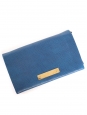 Ocean blue textured leather fold-over clutch wallet Retail price €475
