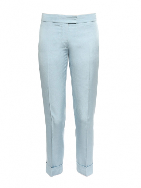 Baby blue tailored pleated pants Retail price €450 Size 38