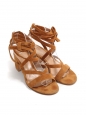 Tan brown suede leather low heel lace up sandals Retail price €620 Size 36.5