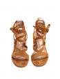 Tan brown suede leather low heel lace up sandals Retail price €620 Size 36.5