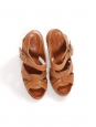Sandales à talon semelle bois en cuir beige camel Prix boutique 550€ Taille 37