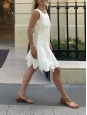 Ivory white silk crepe pleated cocktail or bridal dress Retail price €2000 Size 34 