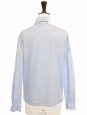 Chemise manches longues en coton bleu clair écusson chat noir Prix boutique $895 Taille 38