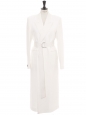 White wool twill double breasted belted maxi coat Retail price €1000 Size 34