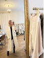 White wool twill double breasted belted maxi coat Retail price €1000 Size 36 to 38