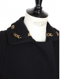Manteau en laine noire brodé de chaînes dorées Px boutique 2000€ Taille 34