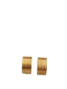 Boucles d'oreille clip en laiton doré rainuré