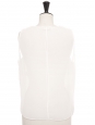 Finely pleated white silk V neck sleeveless top Retail price €600 Size 42