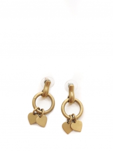 Gold plated brass heart pendant earrings