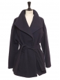 Navy blue wool belted short coat Retail price €520 Size S